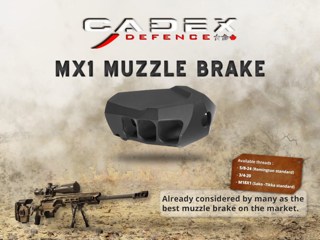 Cadex Defence, MX1 Micro Muzzle Brake, 5.56/223 Cal, 1/2X28 TPI, Tan