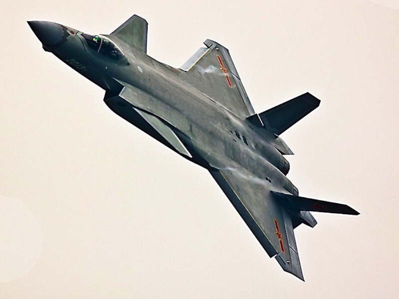 Modified J-20 prototype with serial no. 2013, conducting a flight test ...